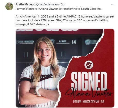 alana vawter|Alana Vawter, star Stanford softball pitcher, reportedly makes。